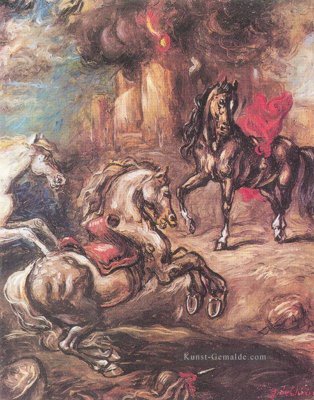 Pferde auf der Flucht Giorgio de Chirico Ölgemälde